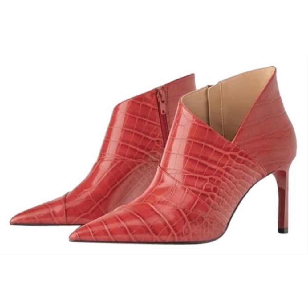 Zara alligator embossed pointed toe bootie SZ 11
